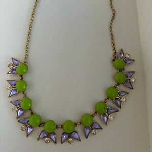 J.Crew green and purple statement necklace with silver detail